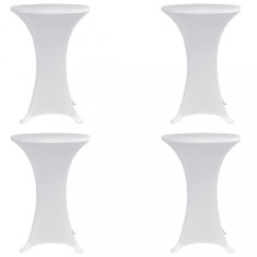 vidaXL Husă de masă cu picior &Oslash;70 cm, 4 buc., alb, elastic