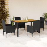 Set mobilier gradina perne 5 piese negru poliratan lemn acacia