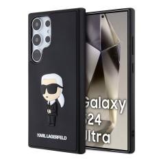 Husa originala Samsung Galaxy S24 Ultra Karl Lagerfeld 3D Design, Rubber Ikonik, negru, KLHCS24L3DRKINK foto