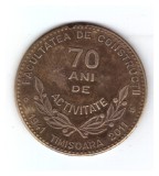 Medalia 70 ani de activitate 1941-2011 Facultatea de Constructii Timisoara, cu mica pilitura