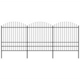 VidaXL Gard de grădină cu v&acirc;rf suliță, negru, 5,1 m, oțel