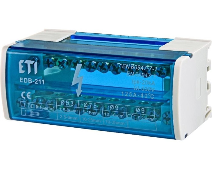 Bloc distributie repartitor 2P 22 gauri 125A Eti 001102301