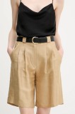 La Petite Fran&ccedil;aise pantaloni scurți din amestec de in SAVOUREUX culoarea bej, uni, high waist, SAVOUREUX