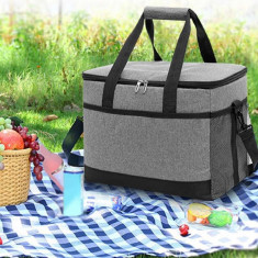 Geanta termoizolanta pentru picnic sau plaja, capacitate 16l, culoare Gri foto