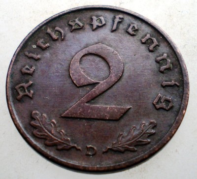 2.848 GERMANIA 2 REICHSPFENNIG 1938 D foto
