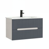 Cumpara ieftin Trent 80 dulap de baie inferior cu chiuvetă ceramică (2 sertare) alb-gri antracit