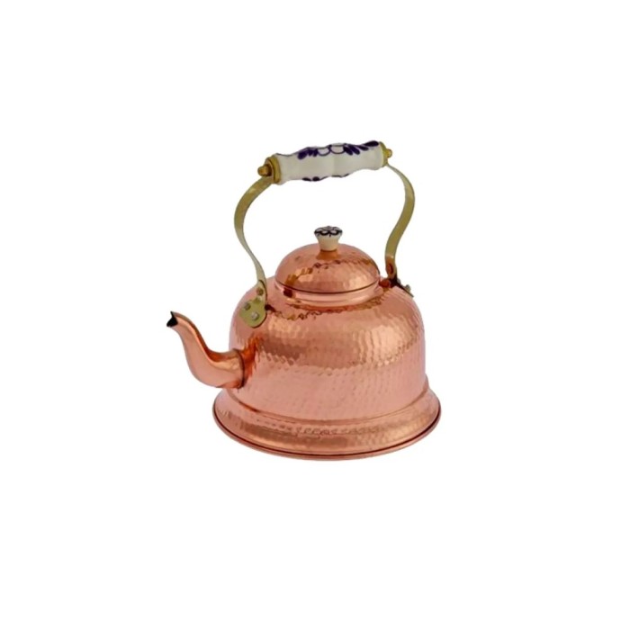 Wasserkessel, Teekessel - aus Kupfer, Geh&auml;mmerte, Mit Porzellangriff, 1,5L