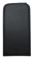 Husa flip neagra (interior bej) pentru HTC Desire V (T328W)