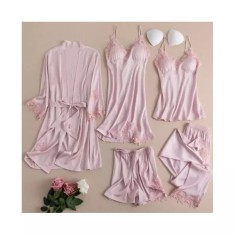 Set Pijama De Dama 5 Piese Din Satin - ANI113