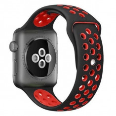 Curea pentru Apple Watch 38 mm Silicon Sport iUni Negru-Rosu foto