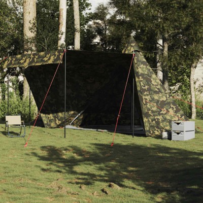 vidaXL Cort de familie Tipi pentru 8 persoane, camuflaj, impermeabil foto