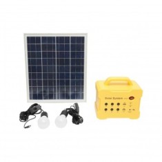 Sistem panou solar policristalin 18V/20W cu radio FM /MP3 si 2 becuri 12V/3W Breckner Germany