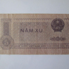 Rara! Vietnam 5 Xu 1975 bancnota din imagini