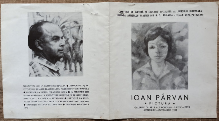 Pliant expozitie de pictura Ioan Parvan 1980