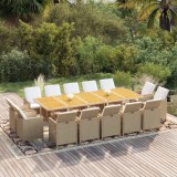 vidaXL Set mobilier de exterior cu perne, 15 piese, bej, poliratan 3095609