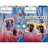 Puzzle + Joc Memory Frozen, 25/36/49 Piese, Ravensburger