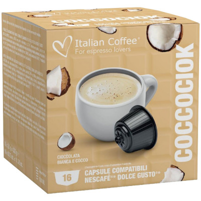 Coccociok, Ciocolata calda alba cu cocos, 64 capsule compatibile Nescafe Dolce Gusto, Italian Coffee foto
