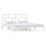 Cumpara ieftin Cadru de pat, alb, 200x200 cm, lemn masiv de pin