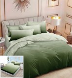 Cumpara ieftin Lenjerie Pat Bumbac Verde, 6 Piese, Cu Elastic 180x200 cm + 2 Fete Perna 70x70 cm si 2 Fete Perna 55x75 cm, Husa Pilota 200x230 cm