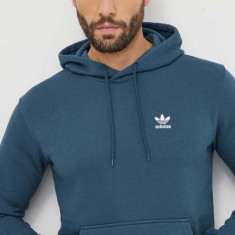 adidas Originals bluza barbati, culoarea verde, cu glugă, neted