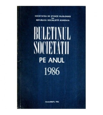 Marica Anghelescu - Buletinul societatii pe anul 1986 - 120189 foto