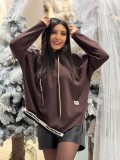 Bluza dama maro tip hanorac asimetrica