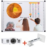 Pachet Tabla interactiva de 102&amp;#8243;, VISUAL Genius, tehnologie tactila IR, 20 puncte de atingere, suport perete