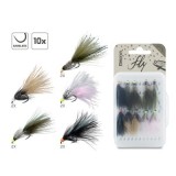 Set muște artificiale&nbsp;Delphin FLY Wild Trout, 10 buc/set, 5 modele