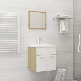 Set mobilier de baie, 2 piese, alb și stejar Sonoma, PAL