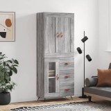 VidaXL Dulap &icirc;nalt, gri sonoma, 69,5x34x180 cm, lemn compozit