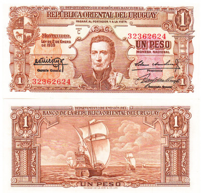 Uruguay 1 Peso 1939 P-35b UNC foto
