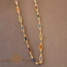 Colier pentru femei cu insertii de cristale zirconia in diferite culori - 48 cm