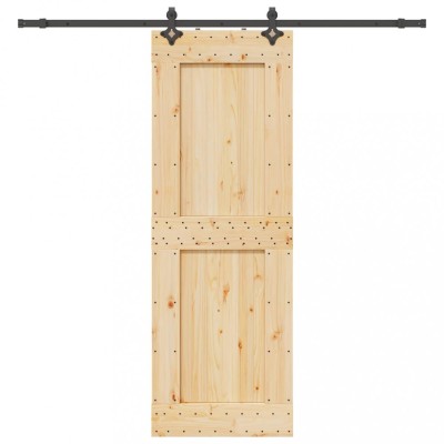 Ușă glisantă cu set de feronerie 80x210 cm, lemn masiv de pin foto