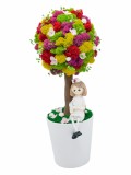 Aranjament floral personalizabil, mediu 38 cm, tip copacel pomisor cu licheni naturali stabilizati si flori criogenate si uscate in vas ceramic cadou, Eventissimi&reg;