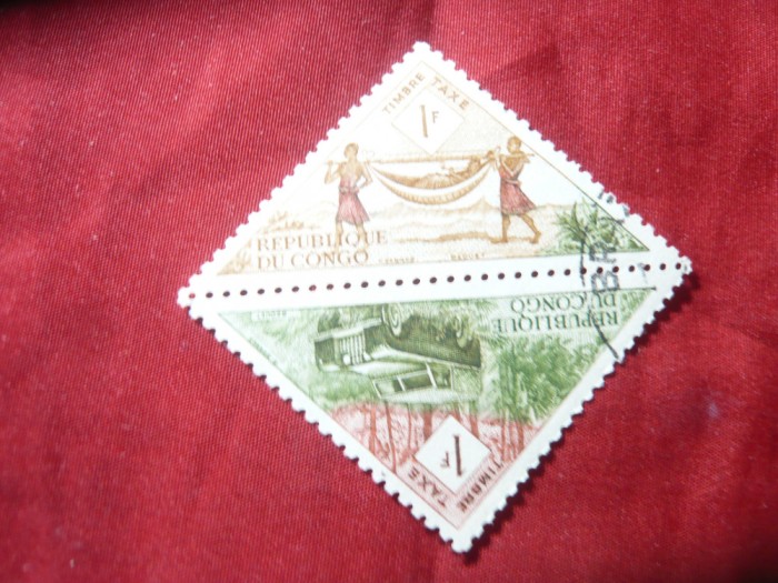 Pereche Timbre Congo 1961 Taxe - Motive locale 2 val. stampilate