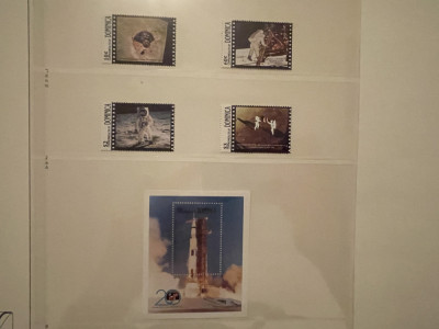 dominica serie timbre spatiu cosmos apollo aselenizare nestampilate MNH foto