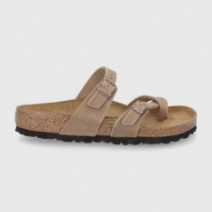 Birkenstock Șlapi de piele Mayari femei, culoarea bej, cu toc plat 1011433-tab.brwn