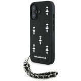 Husa originala iPhone 16 Karl Lagerfeld Saffiano, Crystals &amp; Charm, KLHCP16SPSADJSK