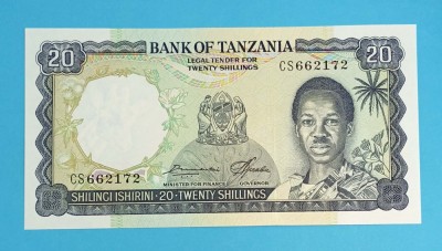 Bancnotă Tanzania (pick 3) 20 Shillings 1966 UNC serie: CS662172 foto
