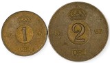 SUEDIA lot / set : 1 + 2 ORE 1967 [1] km 820 + 821, Europa, Cupru (arama)