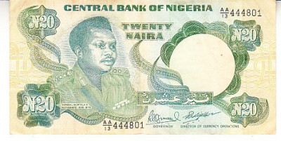 M1 - Bancnota foarte veche - Nigeria - 20 naira - 1999 foto