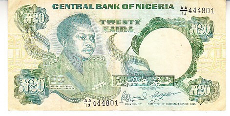 M1 - Bancnota foarte veche - Nigeria - 20 naira - 1999