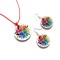 Set pandativ si cercei lemn, set mandala multicolora 40332