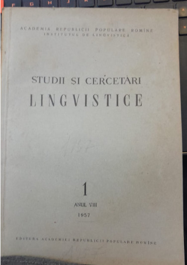 1957 Revista Studii si cercetari lingvistice Anul VIII / Nr 1 Academia RSR CVP