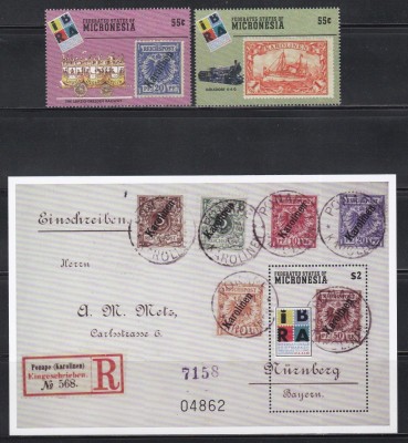 Micronezia 1999 - Expoziția Internațională de Timbre &amp;bdquo;IBRA &amp;#039;99&amp;rdquo; - N&amp;uuml;rnberg, Serie + Colita, MNH foto