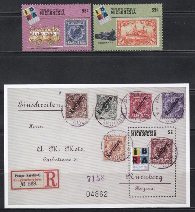 Micronezia 1999 - Expoziția Internațională de Timbre &bdquo;IBRA &#039;99&rdquo; - N&uuml;rnberg, Serie + Colita, MNH