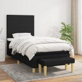 Cumpara ieftin Gossi pat box spring cu saltea, negru, 90x200 cm, textil
