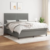 Cumpara ieftin Pat box spring cu saltea, gri &icirc;nchis, 180x200 cm, textil