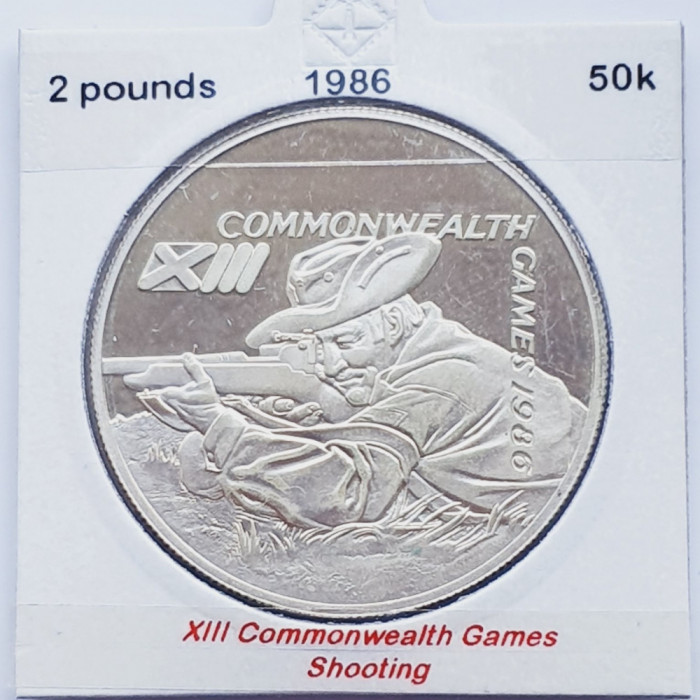 610 Falkland 2 Pounds 1986 Commonwealth Games-Shooting km 22 argint
