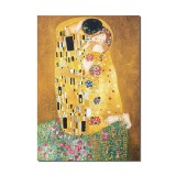 Tablou The Kiss, Sarutul celebru pictat manual, 70x50cm ulei pe panza, reproducere Gustav Klimt
